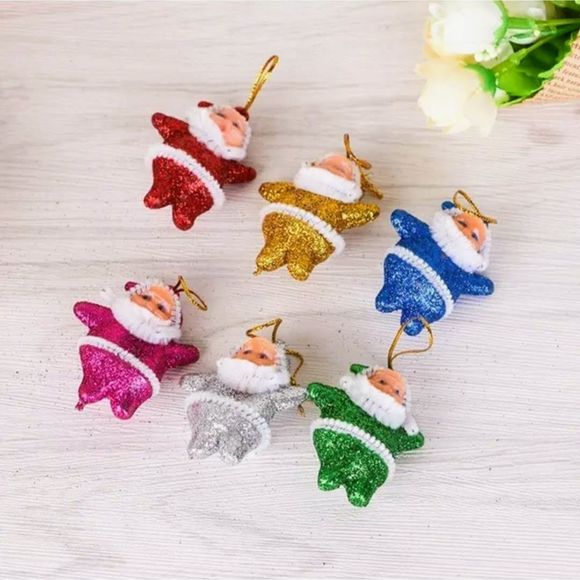 Six Piece Christmas Multi-Color Santa Claus Party Xmas Tree Hanging Ornaments - Picture 2 of 4